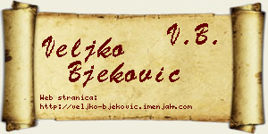Veljko Bjeković vizit kartica
